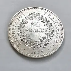pièce 50 francs hercule 1977 argent 900 millième 29,91g