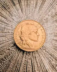 pièce d'or 20 francs marianne & coq 1910 or 900/1000 6,44g