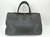 sac à main cabas lamarthe en cuir grainé noir fermoir tournant argenté