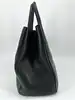 sac à main cabas lamarthe en cuir grainé noir fermoir tournant argenté