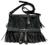 sac tote à fringes gérard darel flower en cuir noir à bandoulière