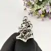 bague longue motif double rose massif t52 argent 925 millième (22 ct) 7,35g