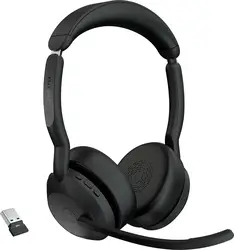 jabra evolve2 55 casque sans fil arceau bureau/centre d'appels bluetooth socle de chargement noir