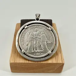 pendentif piece 5 francs hercule argent 925 millième (22 ct) 32,30g