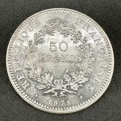 pièce 50 francs hercule 1978  argent 900 millième 30,06g