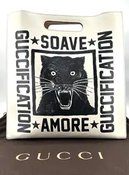 sac gucci cabas modèle soave amore guccification en cuir blanc